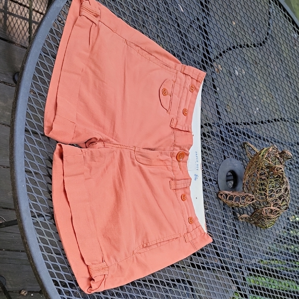 Stylish Coral Button-Up Women's Cargo Shorts